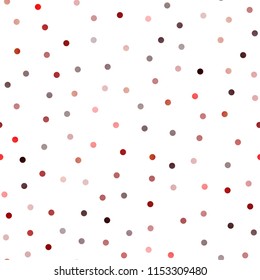 Light Red vector seamless background with dots. Modern abstract illustration with colorful water drops. Pattern can be used as texture of water, rain drops.