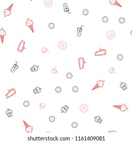 Light Red vector seamless background with tasty food. Decorative shining illustration with food on abstract template. Design for ad, poster, banner of cafes or restaurants.