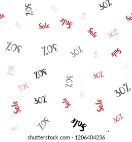 Light Red vector seamless background with 30 % signs of sales. Gradient illustration with discount signs on white backdrop. Design for business ads, commercials.