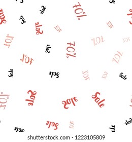 Light Red vector seamless background with 70 % signs of sales. Shining colorful illustration with isolated selling prices. Backdrop for mega promotions, discounts.
