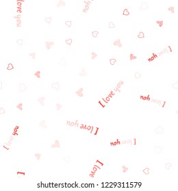 Light Red vector seamless background with hearts. Illustration with hearts in love concept for valentine's day. Pattern for marriage gifts, congratulations.