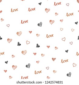 Light Red vector seamless background with words of love, hearts. Colorful gradient phrase LOVE YOU, hearts in abstract style. Design for wallpaper, fabric makers.