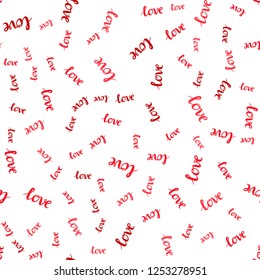 Light Red vector seamless background with words of love. Illustration with colorful phrase LOVE YOU in romantic style. Pattern for trendy fabric, wallpapers.