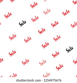 Light Red vector seamless background with words of sales. Colorful set of  percentage signs in simple style. Backdrop for mega promotions, discounts.