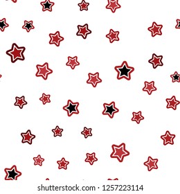 Light Red vector seamless background with colored stars. Decorative shining illustration with stars on abstract template. Design for textile, fabric, wallpapers.