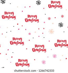 Light Red vector seamless background with xmas snowflakes. Glitter abstract illustration with crystals of ice. Template for business cards, websites.