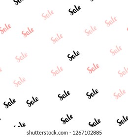 Light Red vector seamless background with words of sales. Shining colorful illustration with isolated selling prices. Backdrop for ads, leaflets of Black Friday.