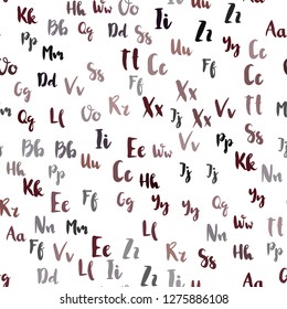 Light Red vector seamless background with signs of alphabet. Modern geometrical illustration with ABC english symbols. Pattern for design of fabric, wallpapers.