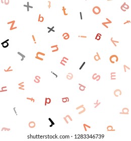 Light Red vector seamless background with signs of alphabet. Shining colorful illustration with isolated letters. Texture for window blinds, curtains.
