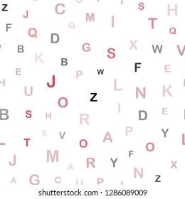 Light Red vector seamless background with signs of alphabet. Abstract illustration with colored latin alphabet. Design for wallpaper, fabric makers.