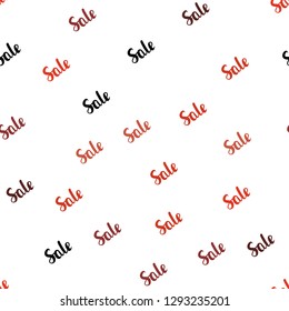 Light Red vector seamless background with words of sales. Gradient illustration with discount signs on white backdrop. Design for business ads, commercials.