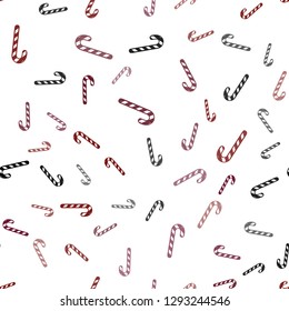 Light Red vector seamless background with sweet xmas lollipops.