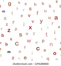 Light Red vector seamless background with signs of alphabet. Colored alphabet signs with gradient on white background. Pattern for trendy fabric, wallpapers.