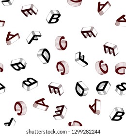 Light Red vector seamless background with 3D signs of alphabet. Abstract illustration with 3D ABC symbols. Pattern for trendy fabric, wallpapers.