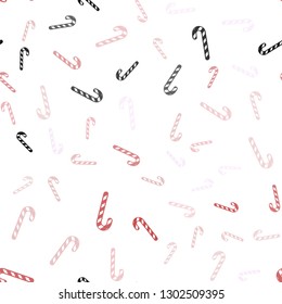 Light Red vector seamless background with tasty xmas sweets.
