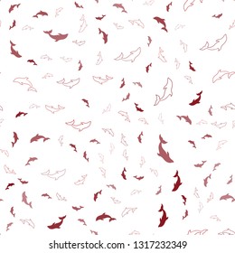 Light Red vector seamless background with dolphins. Natural illustration with sea dolphins. Pattern for wildlife ad, booklets.
