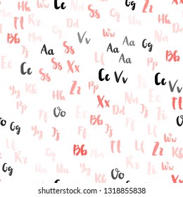 Light Red vector seamless background with signs of alphabet. Blurred design in simple style with signs of alphabet. Template for business cards, websites.