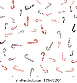 Light Red vector seamless background with tasty xmas sweets.