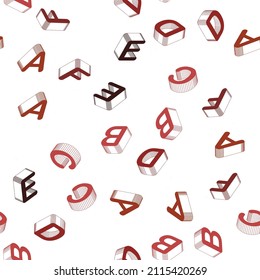 Light Red vector seamless background with 3D signs of alphabet. Shining colorful 3D illustration with isolated letters. Pattern for trendy fabric, wallpapers.