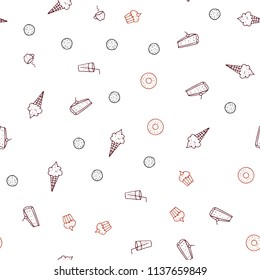 Light Red vector seamless cover with cuisine gourmet. Fast Food on blurred abstract background with colorful gradient. Template for meal cooking in kitchen.