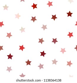 Light Red vector seamless cover with small and big stars. Blurred decorative design in simple style with stars. The template can be used as a background.