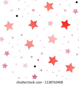 Light Red vector seamless cover with small and big stars. Modern geometrical abstract illustration with stars. The pattern can be used for wrapping gifts.