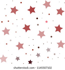 Light Red vector seamless cover with small and big stars. Decorative shining illustration with stars on abstract template. The template can be used as a background.