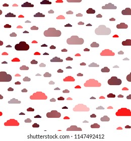 Light Red vector seamless cover with clouds. Illustration in abstract style with colorful clouds. Pattern for design of fabric, wallpapers.