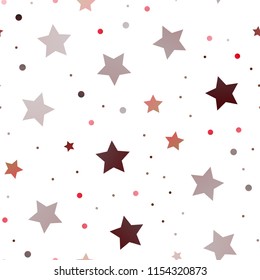 Light Red vector seamless cover with small and big stars. Modern geometrical abstract illustration with stars. The pattern can be used for wrapping gifts.