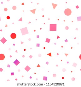 Light Red vector seamless cover in polygonal style with circles. Glitter abstract illustration with spheres, squares, lines. Pattern for design of window blinds, curtains.