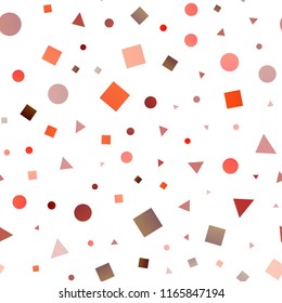 Light Red vector seamless cover in polygonal style with circles. Decorative design in abstract style with lines, dots, cubes. Pattern for trendy fabric, wallpapers.