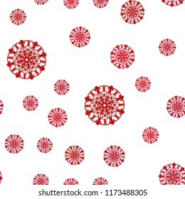 Light Red vector seamless cover with beautiful snowflakes. Blurred decorative design in xmas style with snow. Pattern for design of fabric, wallpapers.