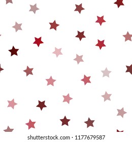 Light Red vector seamless cover with small and big stars. Shining colored illustration with stars. Smart design for your business advert.