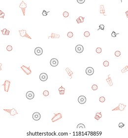 Light Red vector seamless cover with cuisine gourmet. Fast Food on blurred abstract background with colorful gradient. Pattern for menu of cafes, bars, restaurants.