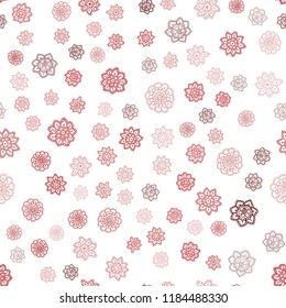 Light Red vector seamless cover with beautiful snowflakes. Modern geometrical abstract illustration with crystals of ice. Trendy design for wallpaper, fabric makers.