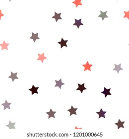 Light Red vector seamless cover with small and big stars. Stars on blurred abstract background with gradient. The pattern can be used for new year ad, booklets.