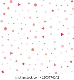 Light Red vector seamless cover with polygonal style with circles. Abstract gradient illustration with circles, triangles, cubes. Pattern for design of fabric, wallpapers.