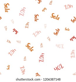 Light Red vector seamless cover with symbols of 40 % sales. Gradient illustration with discount signs on white backdrop. Backdrop for super sales on Black Friday.
