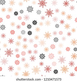 Light Red vector seamless cover with beautiful snowflakes. Glitter abstract illustration with crystals of ice. Pattern for design of fabric, wallpapers.