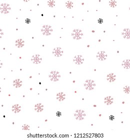 Light Red vector seamless cover with beautiful snowflakes. Shining colorful illustration with snow in christmas style. Design for textile, fabric, wallpapers.