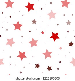Light Red vector seamless cover with small and big stars. Stars on blurred abstract background with gradient. The pattern can be used for wrapping gifts.