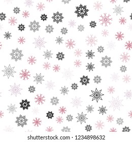 Light Red vector seamless cover with beautiful snowflakes. Modern geometrical abstract illustration with crystals of ice. Pattern for design of window blinds, curtains.