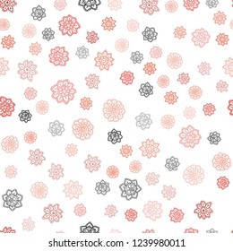 Light Red vector seamless cover with beautiful snowflakes. Shining colored illustration with snow in christmas style. Pattern for trendy fabric, wallpapers.