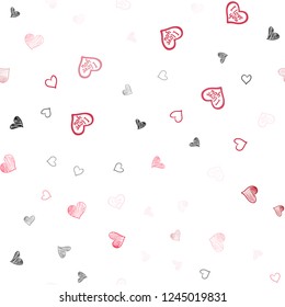 Light Red vector seamless cover with Shining hearts. Beautiful colored illustration with hearts in celebration style. Pattern for carnival, festival romantic leaflets.