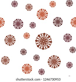 Light Red vector seamless cover with beautiful snowflakes. Shining colored illustration with snow in christmas style. Trendy design for wallpaper, fabric makers.