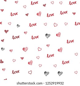 Light Red vector seamless cover with quote LOVE YOU, hearts. Colorful gradient phrase LOVE YOU, hearts in abstract style. Pattern for trendy fabric, wallpapers.