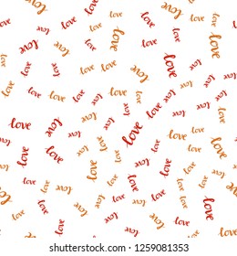 Light Red vector seamless cover with quote LOVE YOU. Decorative design in doodle style with text LOVE YOU. Template for business cards, websites.