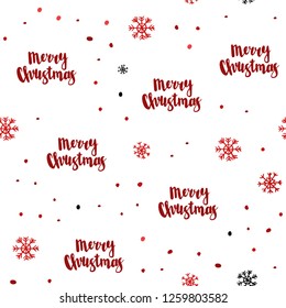 Light Red vector seamless cover with beautiful snowflakes. Shining colorful illustration with snow in christmas style. Pattern for design of window blinds, curtains.