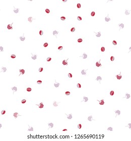 Light Red vector seamless cover with set of coffee beans. Gradient abstract collection of coffee cups and beans. Pattern for ad, booklets, leaflets of restaurants.