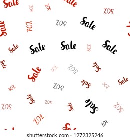 Light Red vector seamless cover with symbols of 30, 50, 70 % sales. Shining colorful illustration with isolated selling prices. Pattern for ads, posters, banners of sales.